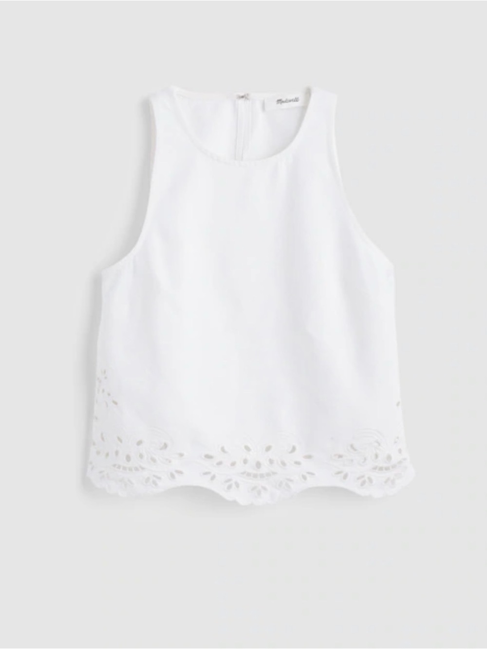 Madewell Denim Eyelet Shell Tank in Tile White XS. NWT.